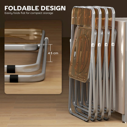 4 Pack Acrylic Foldable Chairs, Transparent, Orange Dining Chairs at Gallery Canada