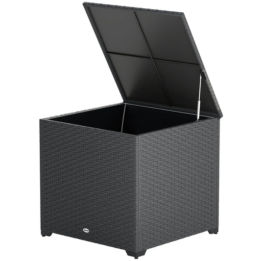 67 Gallon Rattan Deck Box, Waterproof Zippered Liner, Grey Patio Storage Boxes Grey at Gallery Canada