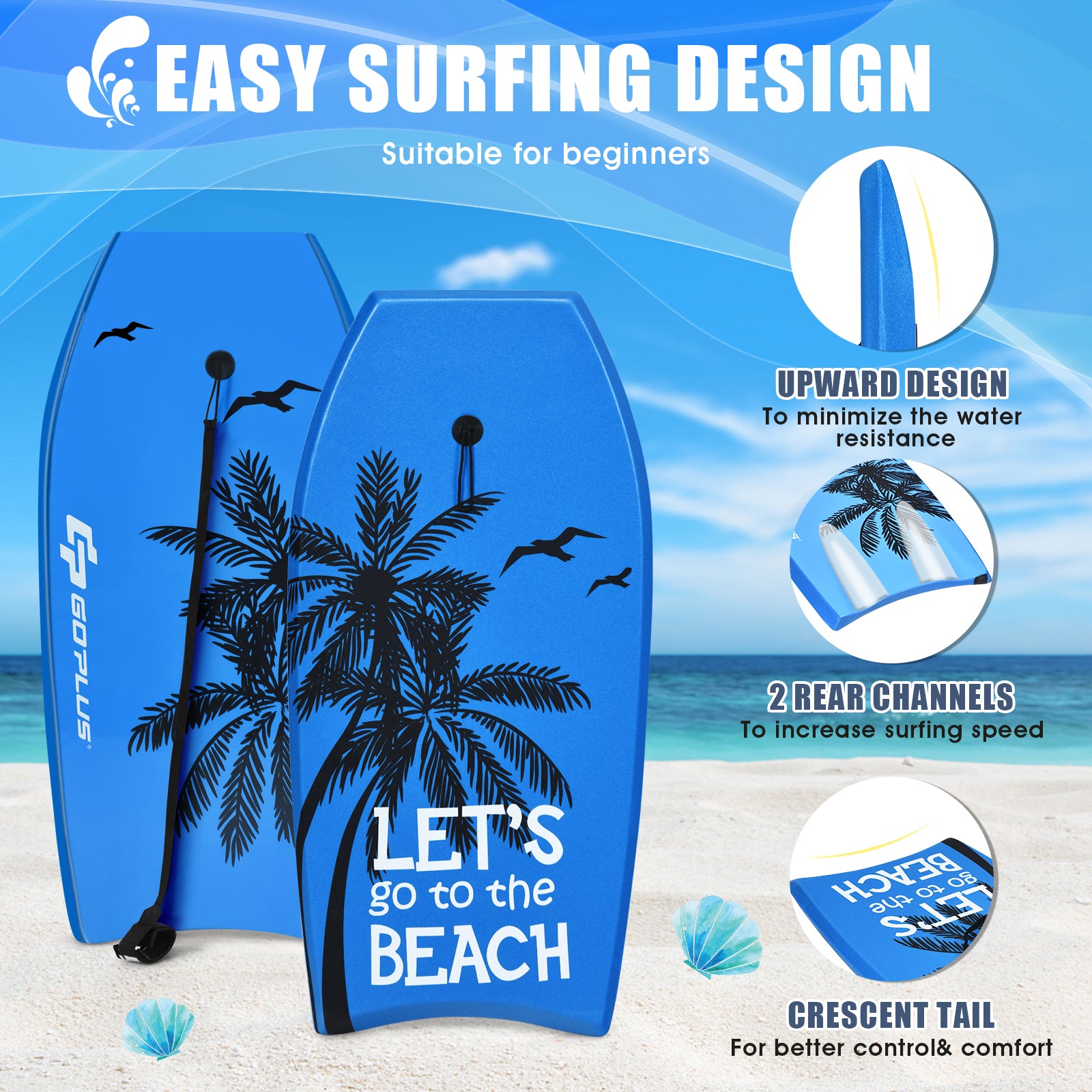 Lightweight Bodyboard, EPS Core, S Size, Blue Surfing at Gallery Canada