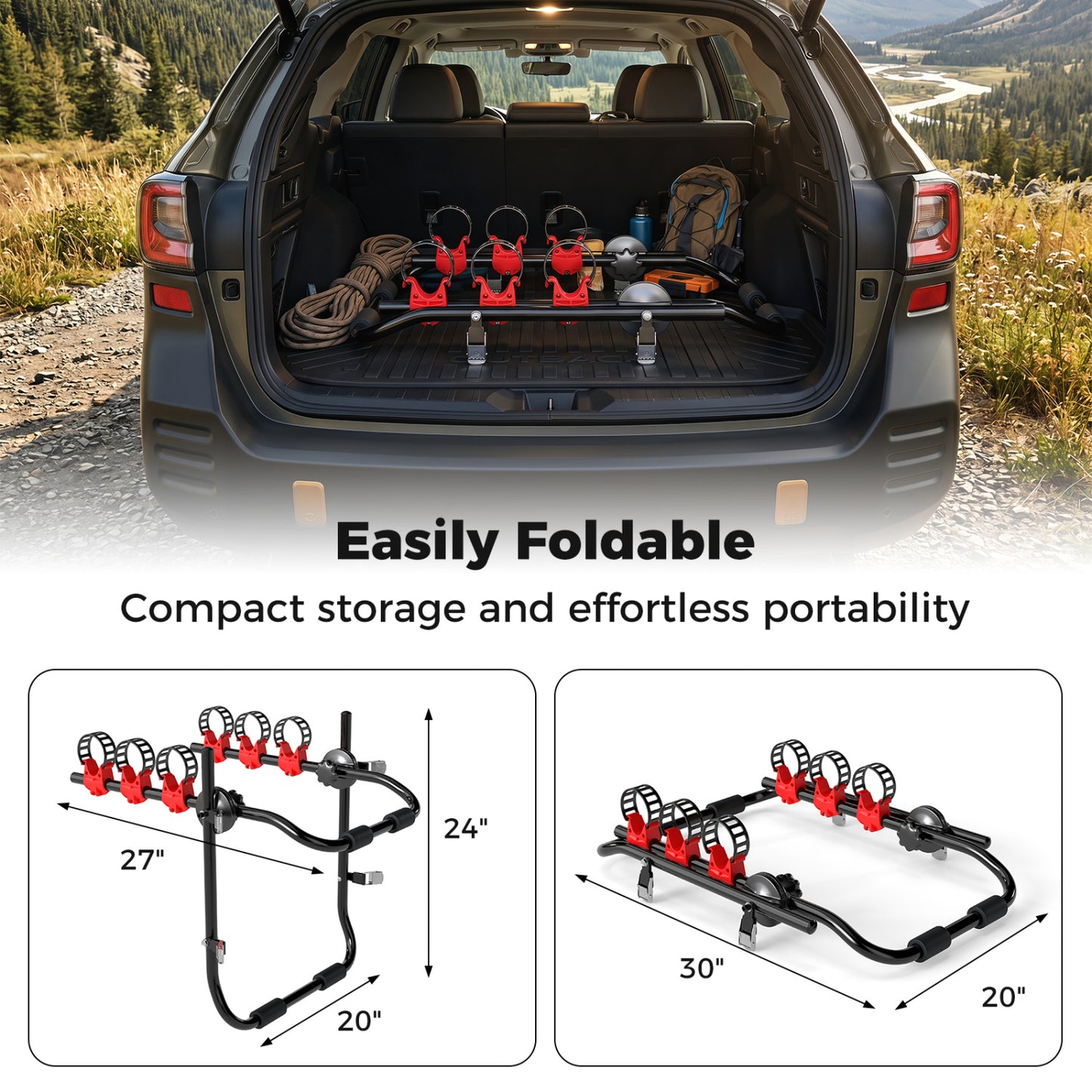 Superbuy Trunk Mount 3-Bike Rack with Anti-Sway Straps & Soft Padding for SUV Garages at Gallery Canada