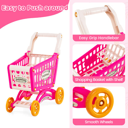 Supermarket Playset for Kids 76 PCS Pretend Play Grocery Store Set with Shopping Cart, Pink Pretend Toys at Gallery Canada