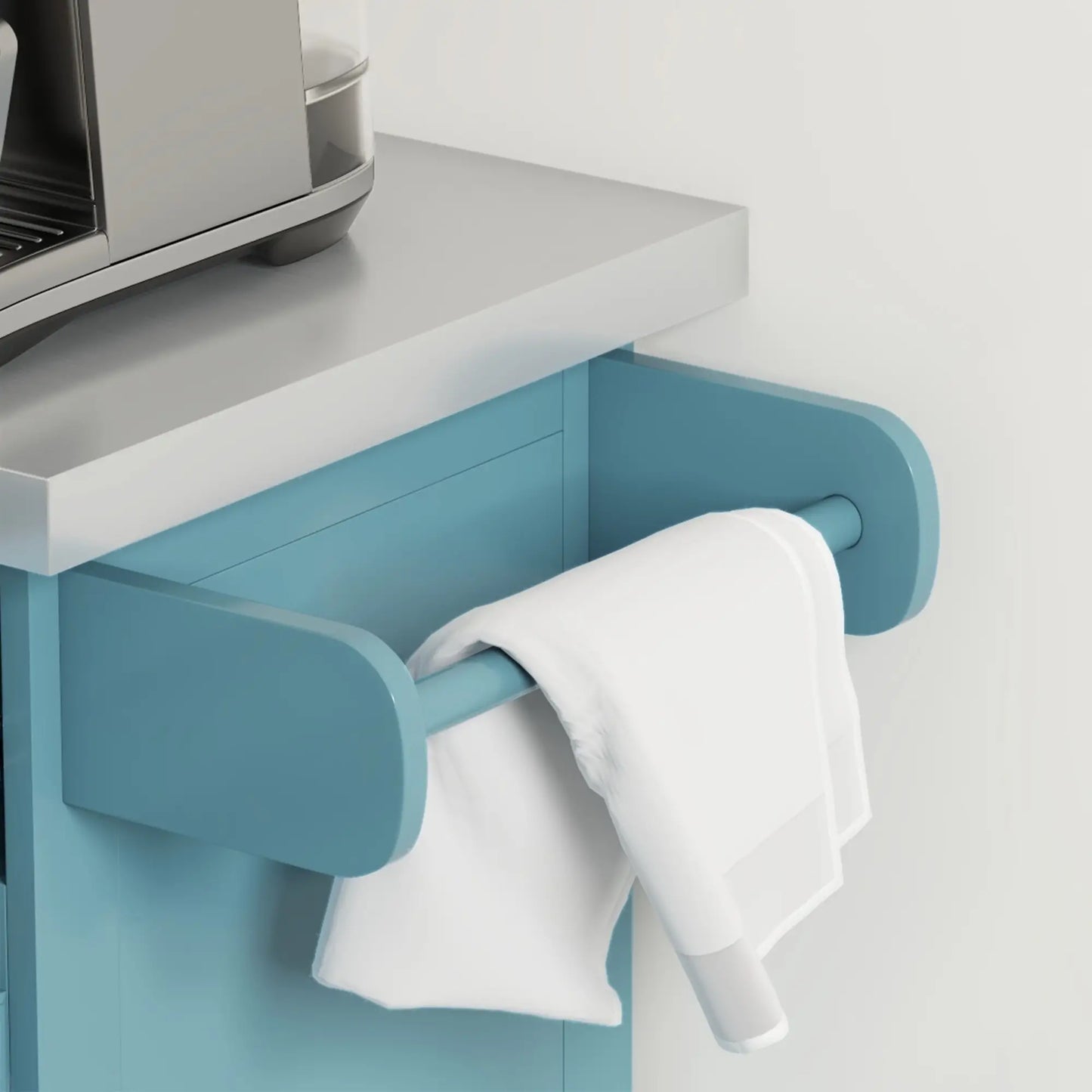 Rolling Kitchen Island with Storage, Stainless Steel Top, Light Blue Kitchen Islands & Kitchen Carts at Gallery Canada