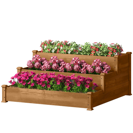 3-Tier Garden Bed Planter Box, 49"x49"x22", Brown Raised Garden Beds Brown at Gallery Canada