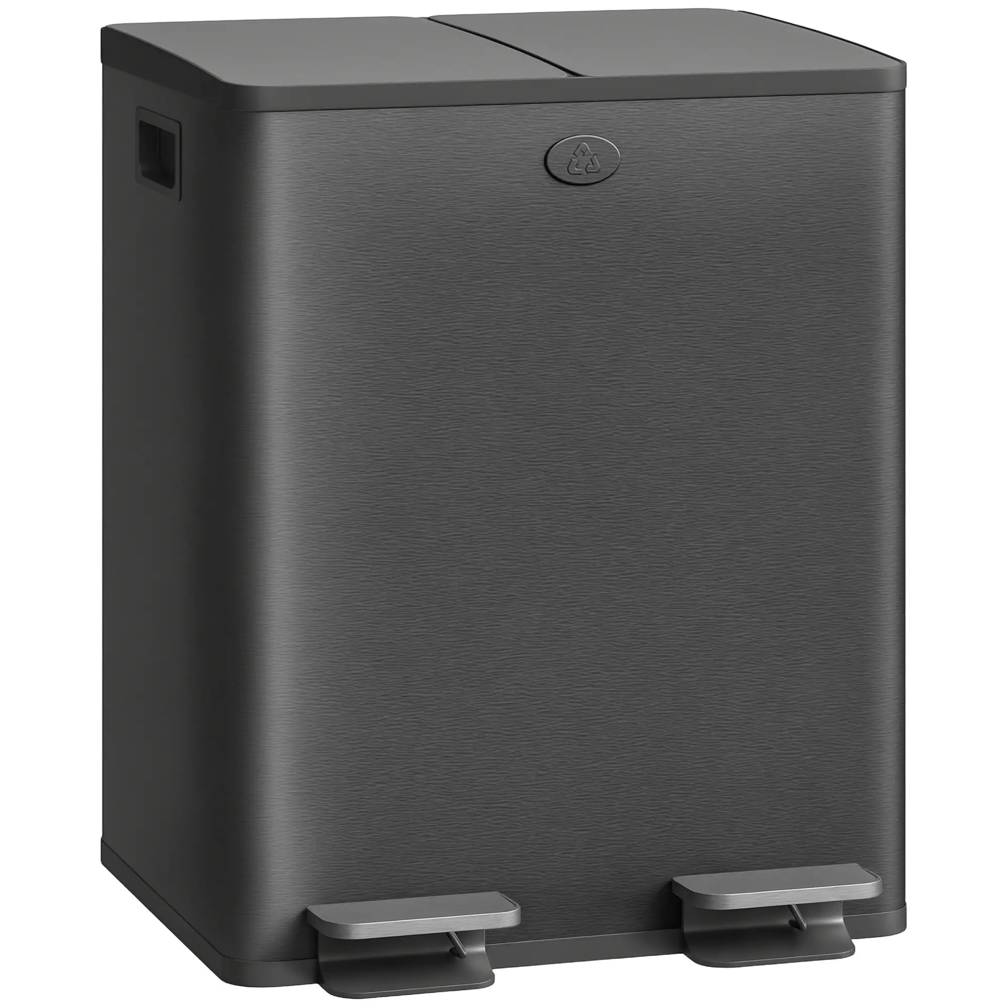 Dual Garbage Bin, Soft Close Trash Can, 2 x 20 Liter, Black Household Supplies at Gallery Canada