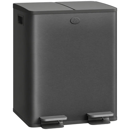 Dual Garbage Bin, Soft Close Trash Can, 2 x 20 Liter, Black Household Supplies at Gallery Canada