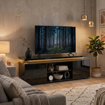 TV Stand For TVs Up To 60 Inch, Modern Entertainment Center With LED Lights, LED Lights TV Stands at Gallery Canada