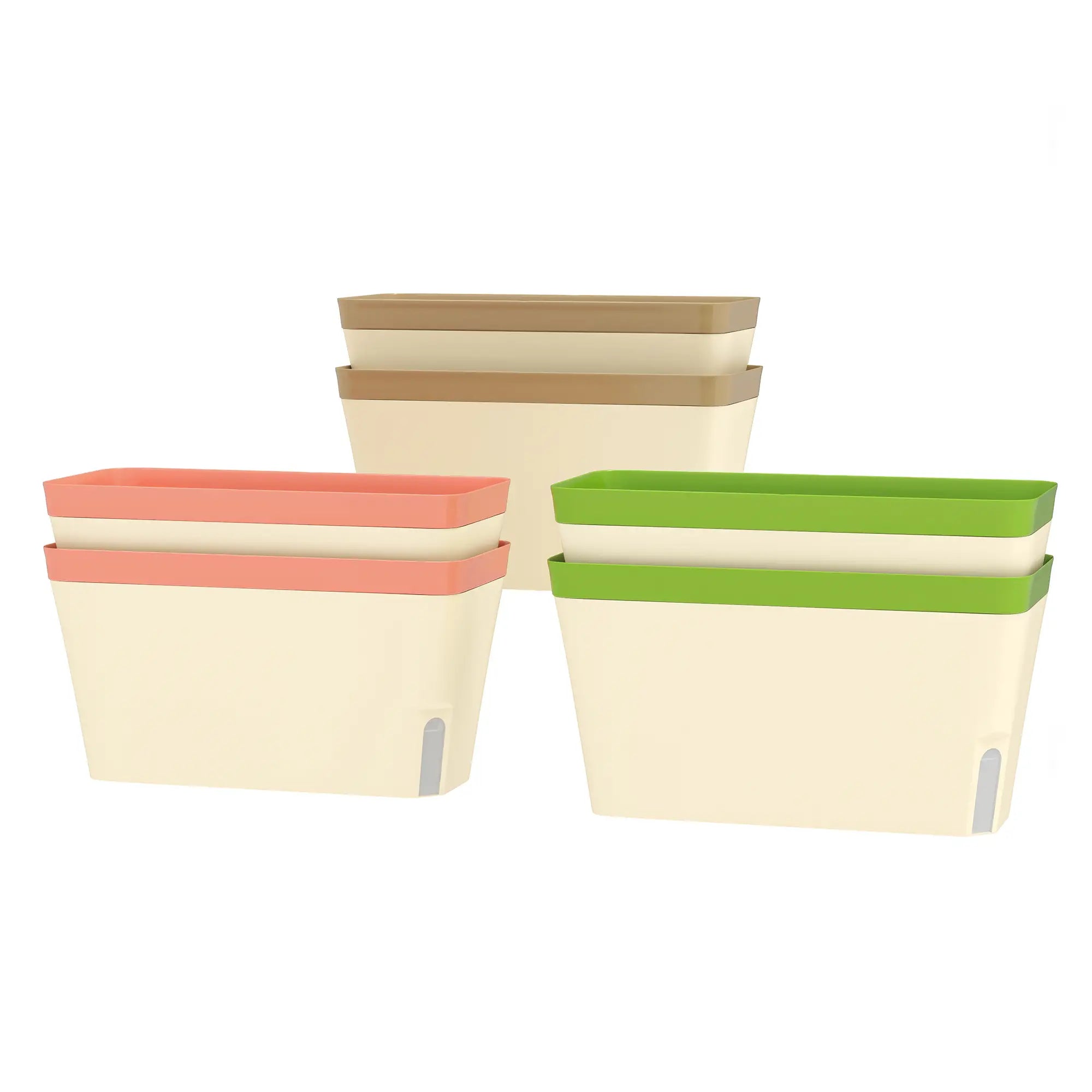 6 Pack Self Watering Flower Pots, 10.5 Inch Planter Box with Water Indicator Garden Accessories White at Gallery Canada