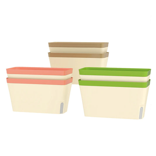 6 Pack Self Watering Flower Pots, 10.5 Inch Planter Box with Water Indicator Garden Accessories White at Gallery Canada