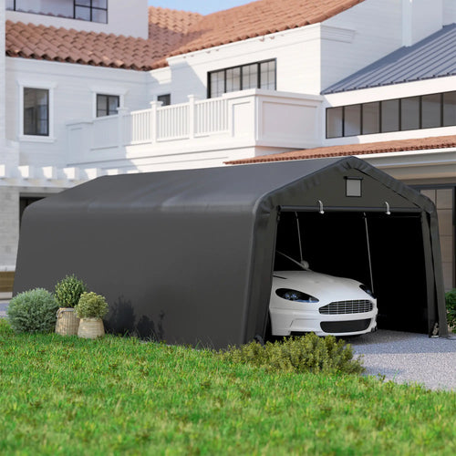 12' x 20' Portable Garage, Heavy Duty Carport Canopy, Black