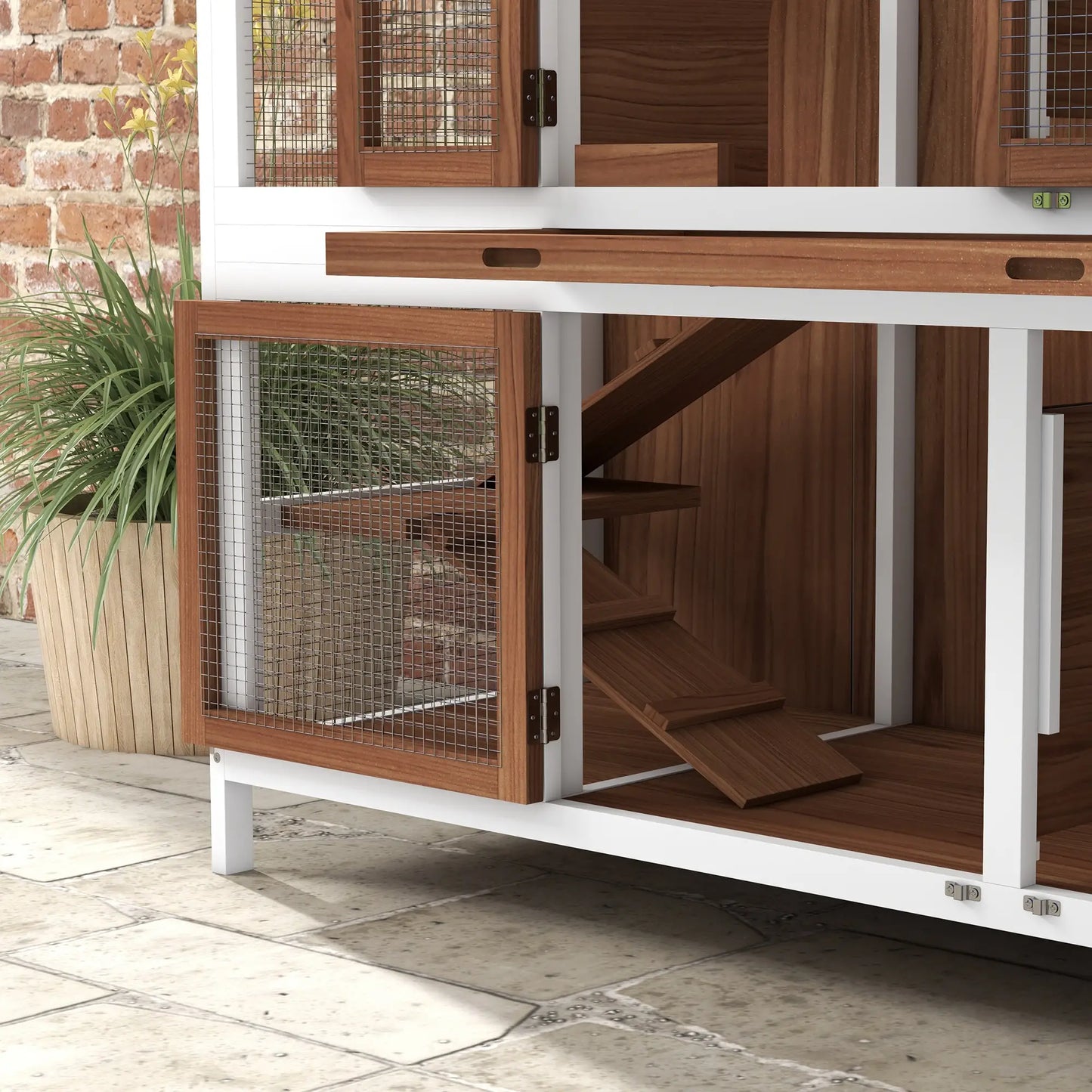 Two-Tier Wooden Rabbit Hutch, Openable Roof, Slide-Out Tray Rabbit Hutch at Gallery Canada