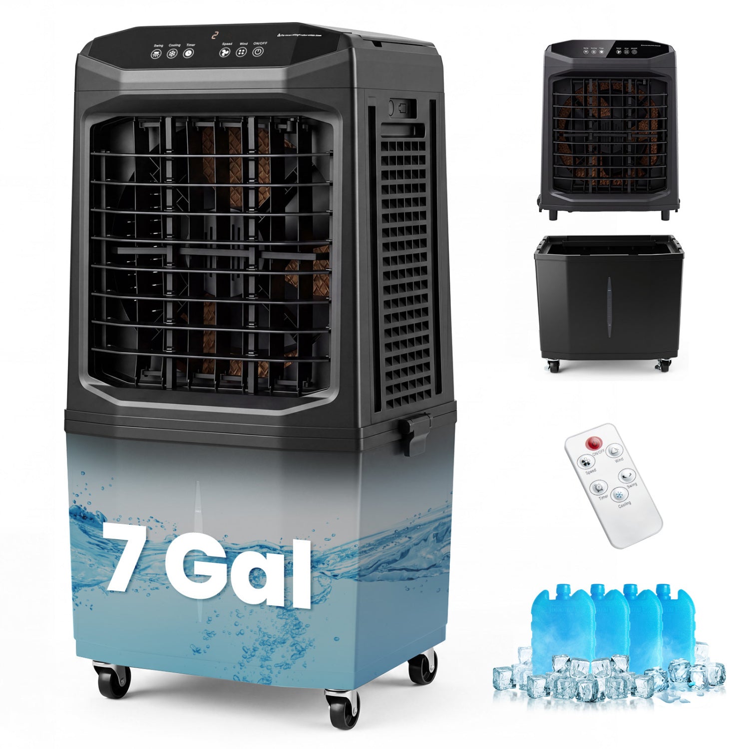 Swamp Cooler 1800 CFM, Evaporative Air Cooler, 7 Gal Tank, Black Air Coolers at Gallery Canada