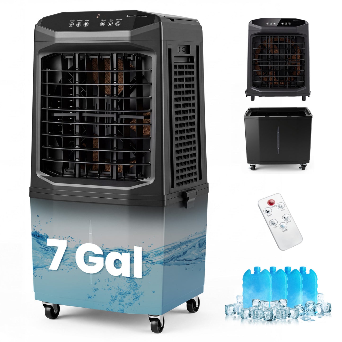 Swamp Cooler 1800 CFM, Evaporative Air Cooler, 7 Gal Tank, Black Air Coolers at Gallery Canada