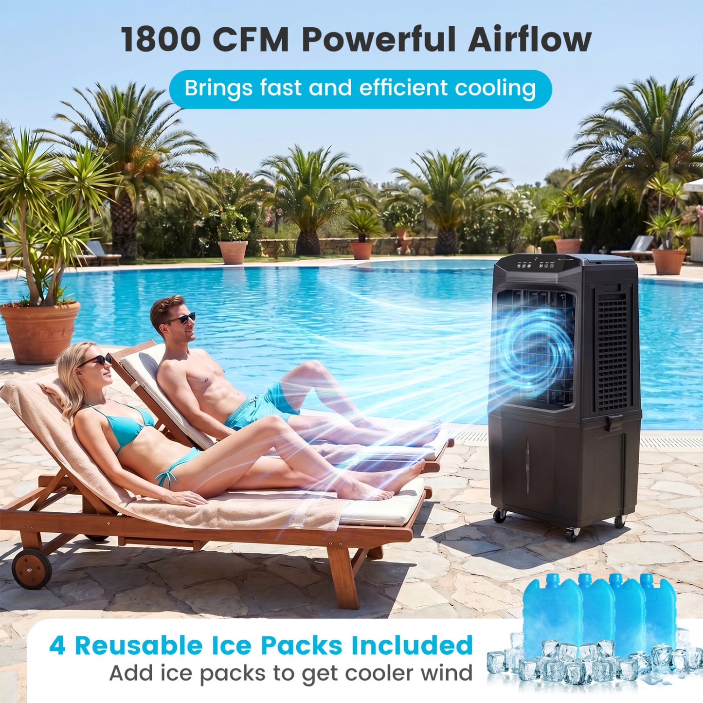 Swamp Cooler 1800 CFM, Evaporative Air Cooler, 7 Gal Tank, Black Air Coolers at Gallery Canada