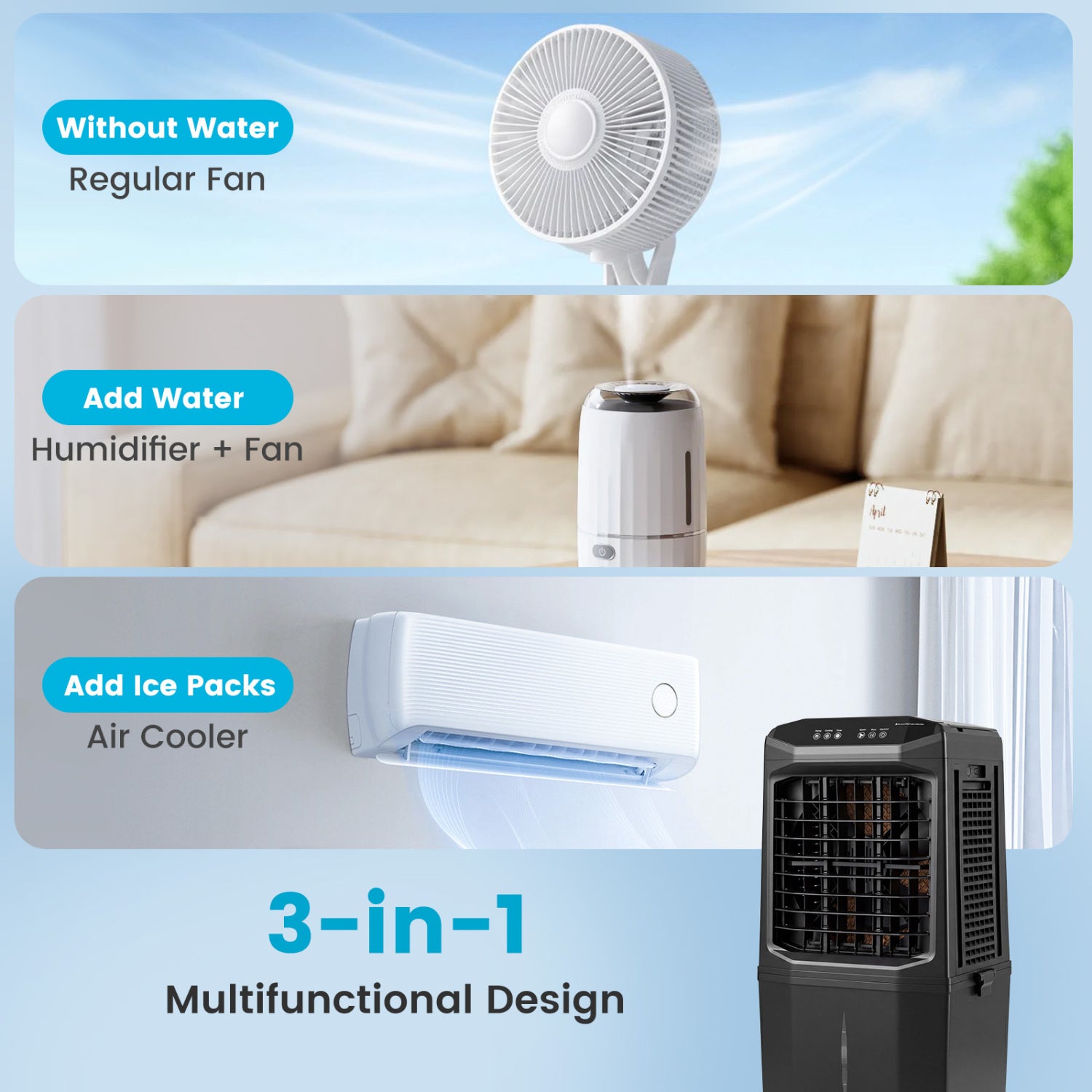 Swamp Cooler 1800 CFM, Evaporative Air Cooler, 7 Gal Tank, Black Air Coolers at Gallery Canada