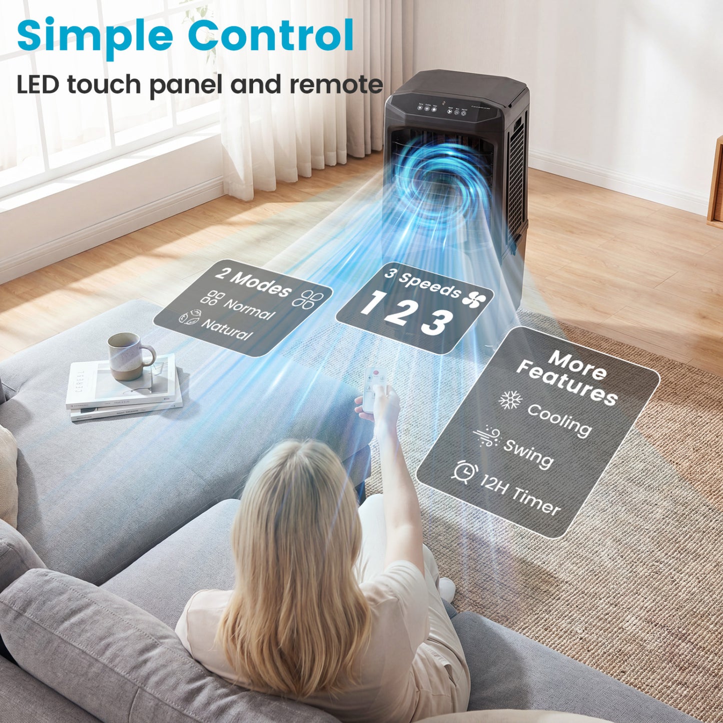 Swamp Cooler 1800 CFM, Evaporative Air Cooler, 7 Gal Tank, Black Air Coolers at Gallery Canada