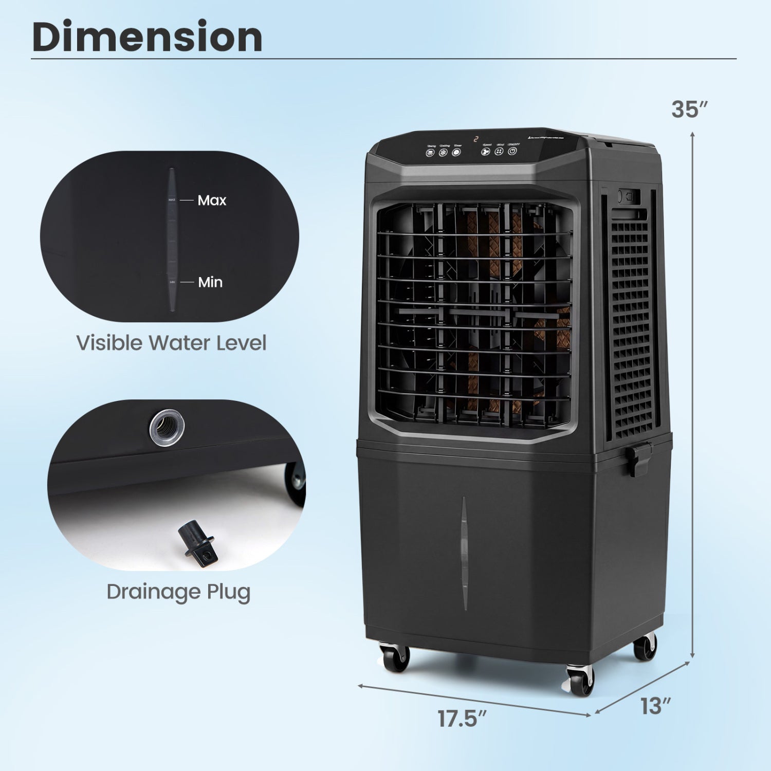 Swamp Cooler 1800 CFM, Evaporative Air Cooler, 7 Gal Tank, Black Air Coolers at Gallery Canada