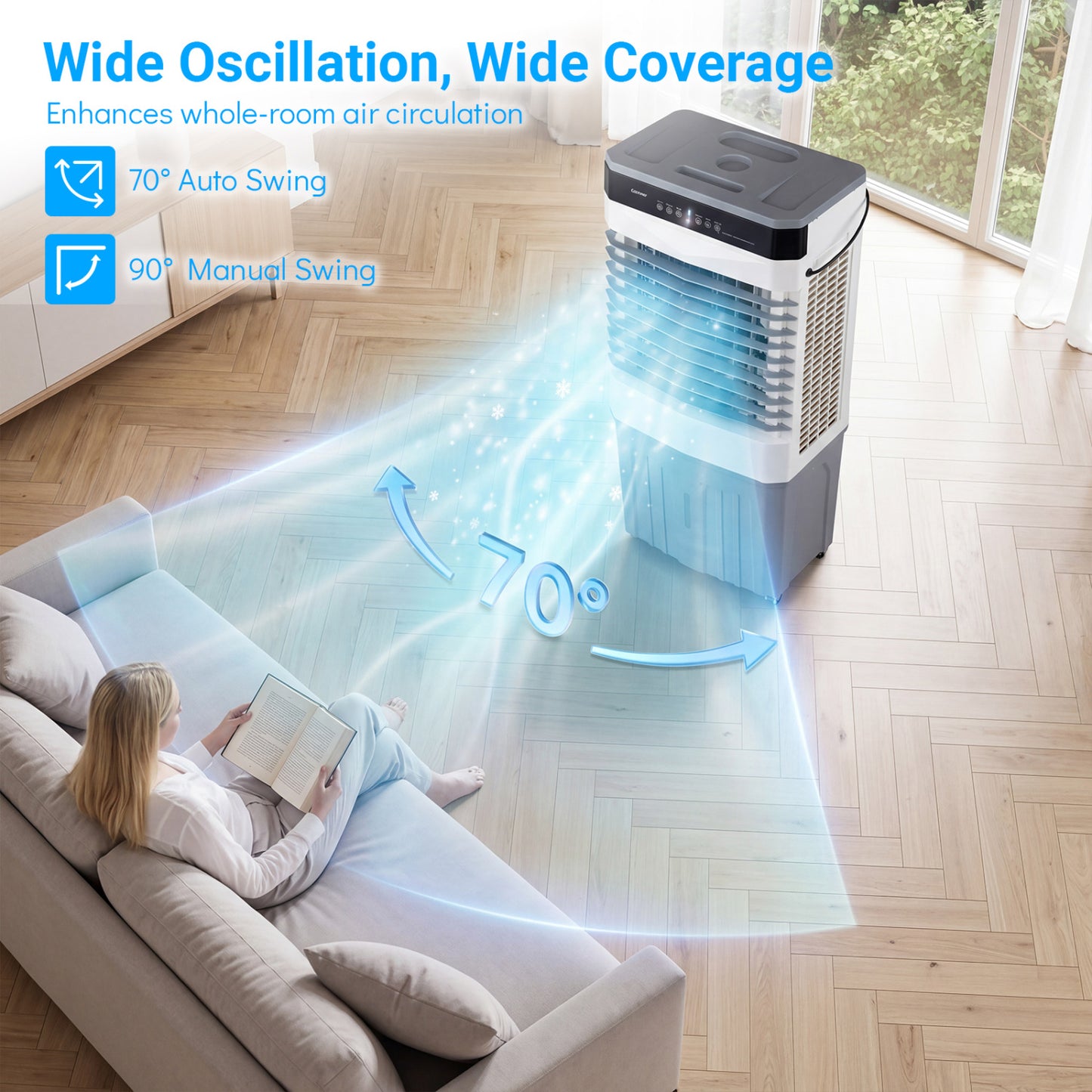 2100 CFM 3-In-1 Evaporative Air Cooler, 7.2 Gal Tank, White Air Coolers at Gallery Canada