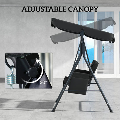 Outdoor Porch Swing, Adjustable Canopy, Removable Cushion, 1-Seat Patio Swings with Stand at Gallery Canada