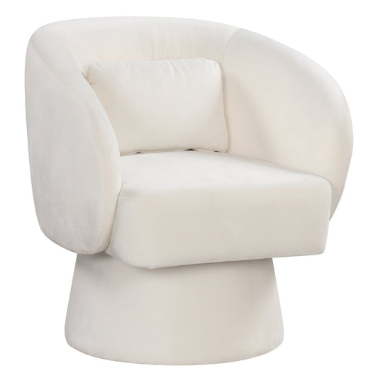 Swivel Accent Chair Upholstered Barrel Chair with Curved Back and Removable Lumbar Pillow, Beige Sofas & Loveseats Beige at Gallery Canada