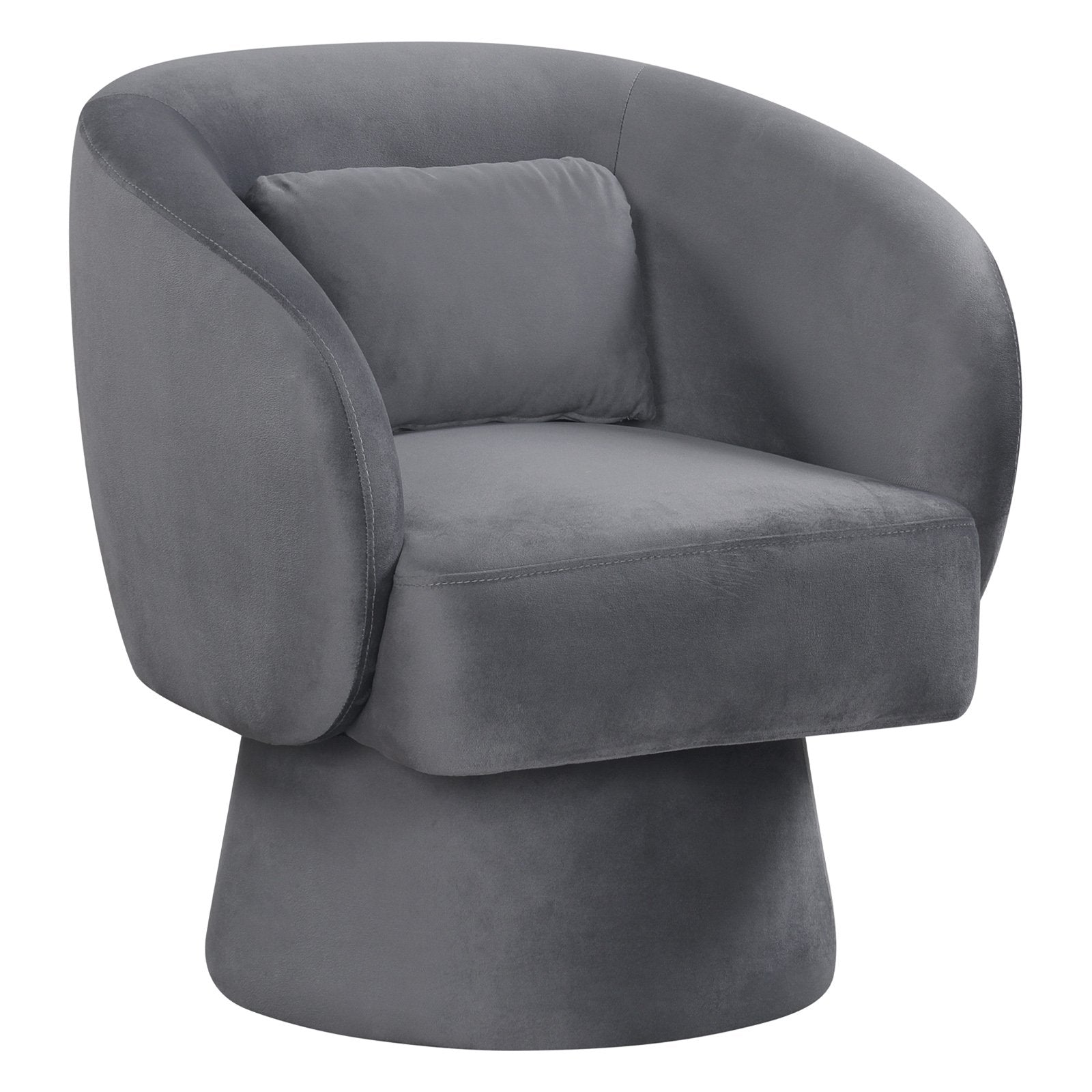 Swivel Accent Chair Upholstered Barrel Chair with Curved Back and Removable Lumbar Pillow, Gray Sofas & Loveseats Gray at Gallery Canada