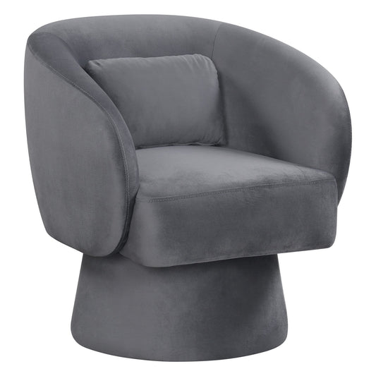 Swivel Accent Chair Upholstered Barrel Chair with Curved Back and Removable Lumbar Pillow, Gray Sofas & Loveseats Gray at Gallery Canada