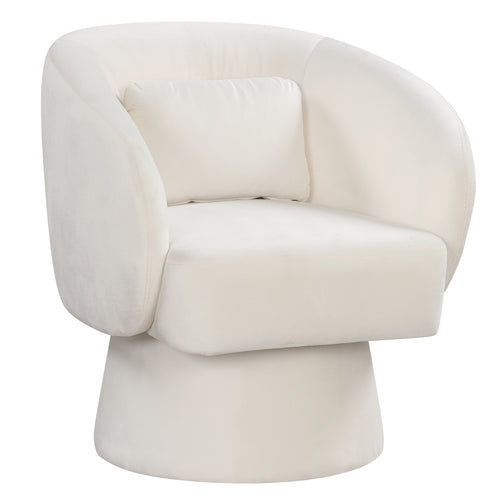 Swivel Accent Chair, Upholstered Barrel Chair, Beige