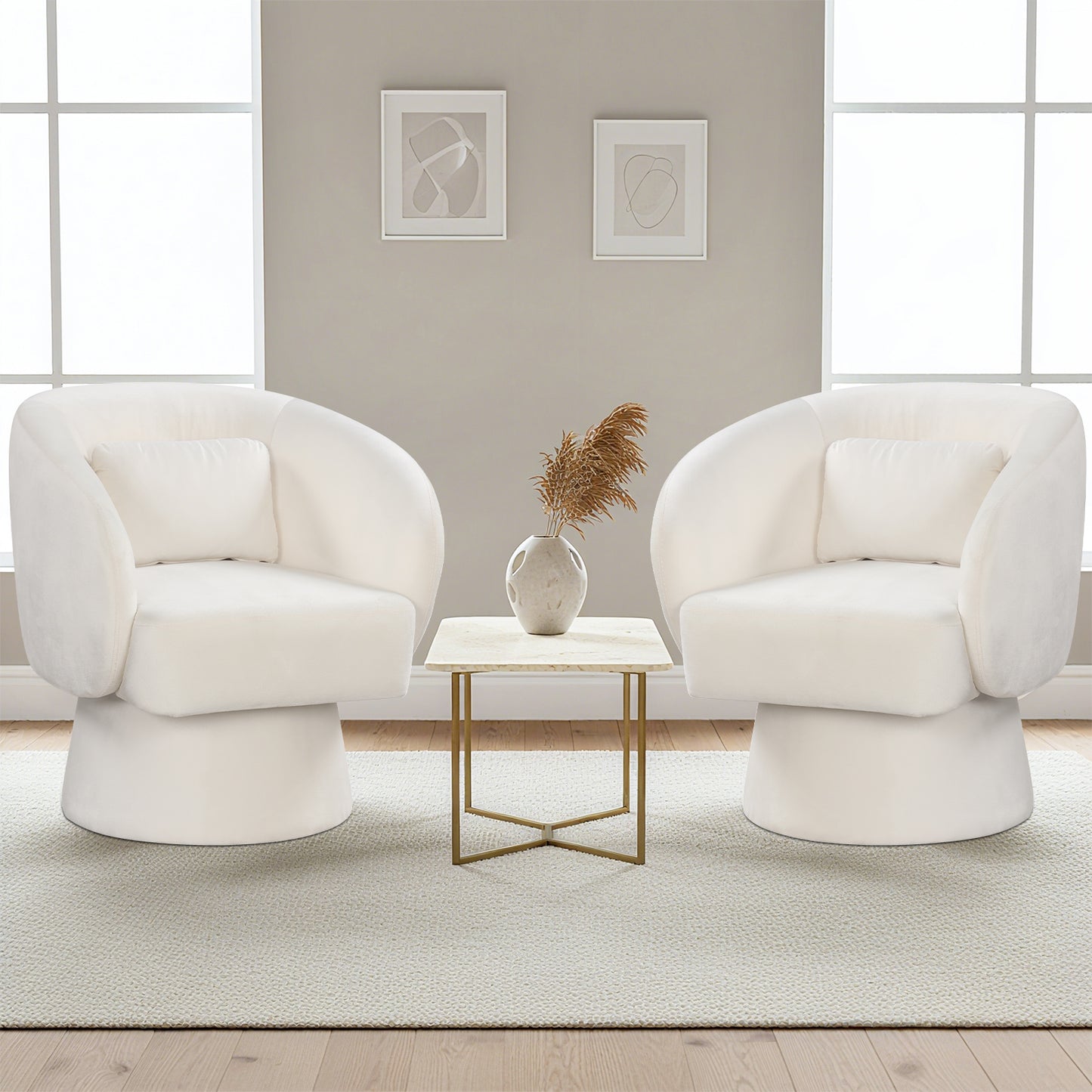 Swivel Accent Chair, Upholstered Barrel Chair, Beige Sofas & Loveseats at Gallery Canada