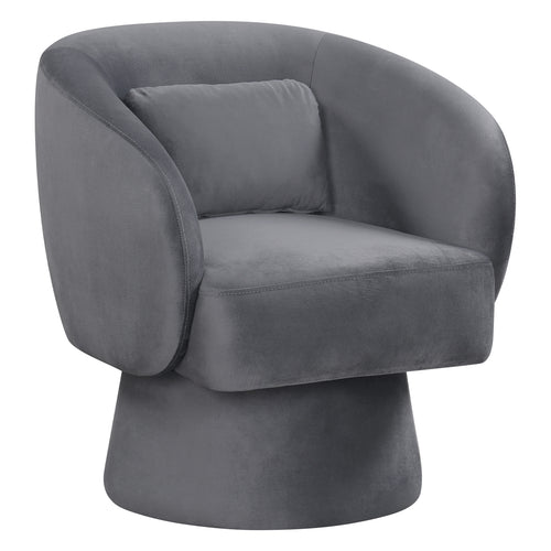 Swivel Accent Chair, Upholstered Barrel Chair, Gray