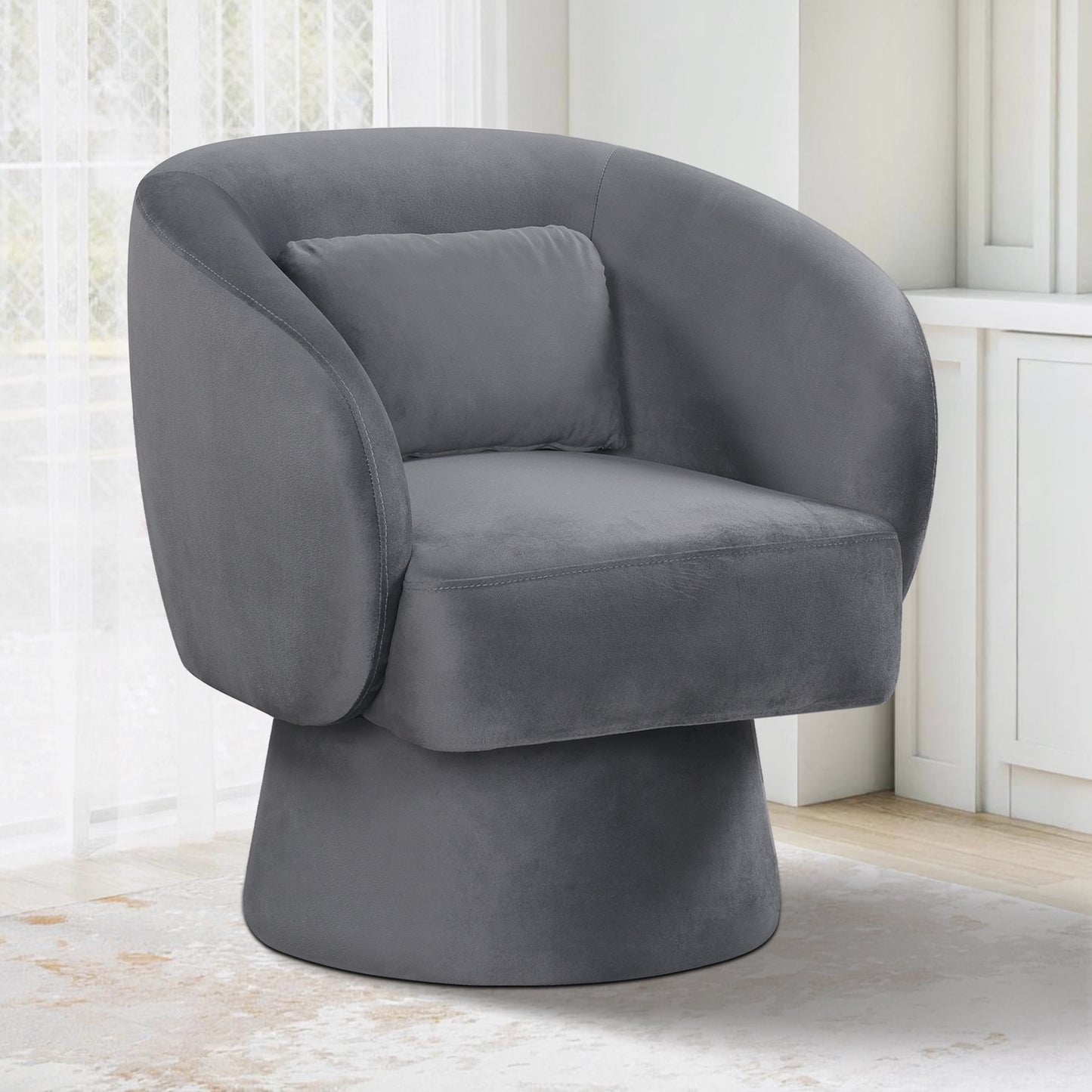 Swivel Accent Chair, Upholstered Barrel Chair, Gray Sofas & Loveseats at Gallery Canada