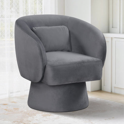 Swivel Accent Chair, Upholstered Barrel Chair, Gray