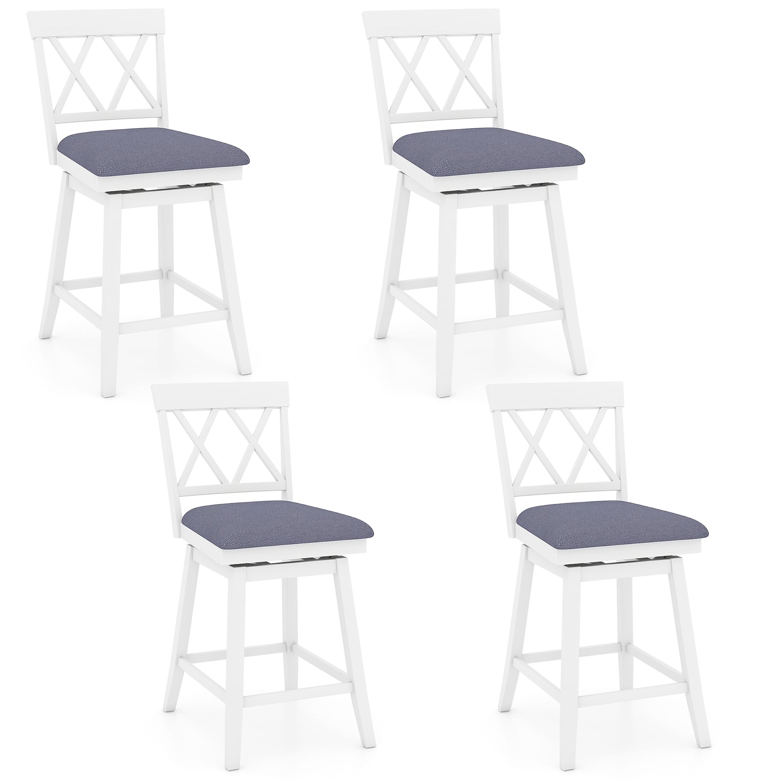 Swivel Bar Stools Set of 4 Counter Height Barstools with Backrest Upholstered Seat Cushion-24 inches Bar Stools Options at Gallery Canada