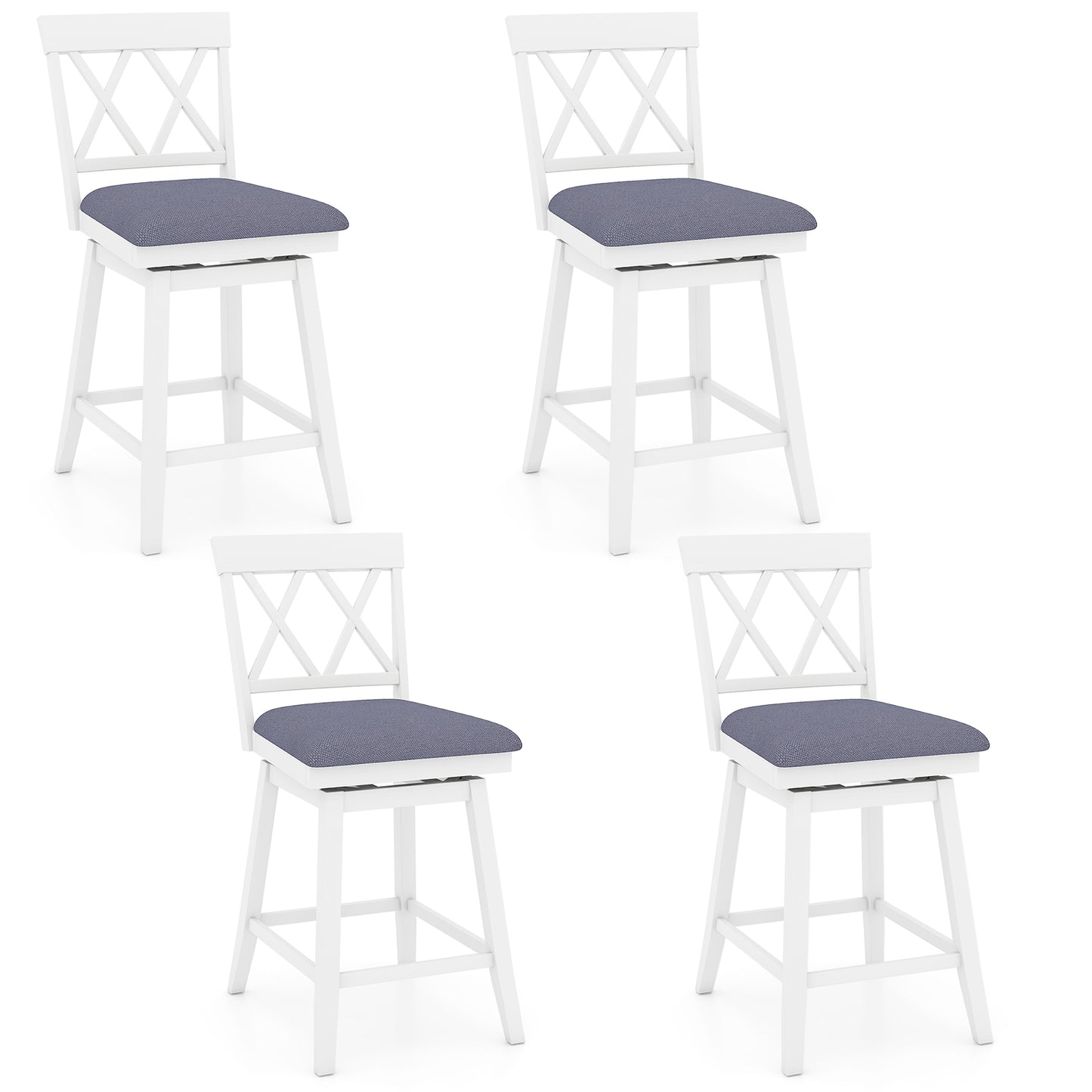 Swivel Bar Stools Set of 4 Counter Height Barstools with Backrest Upholstered Seat Cushion-24 inches Bar Stools Options at Gallery Canada
