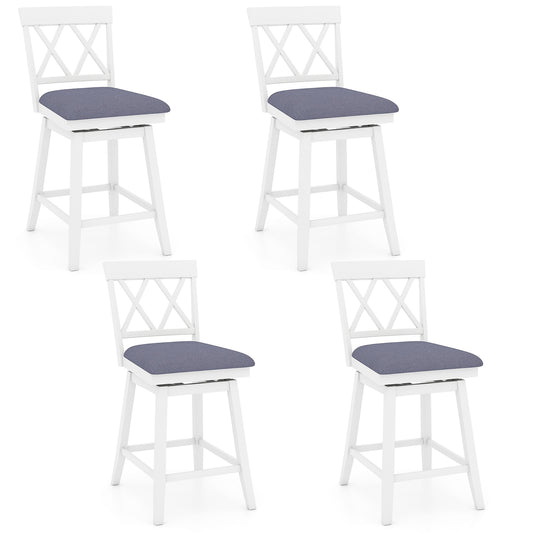 Swivel Bar Stools Set of 4 Counter Height Barstools with Backrest Upholstered Seat Cushion-24 inches Bar Stools Options at Gallery Canada