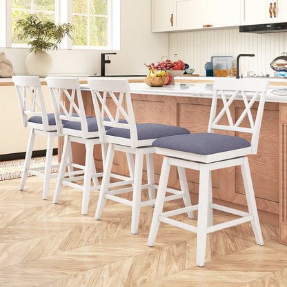 Swivel Bar Stools Set of 4 Counter Height Barstools with Backrest Upholstered Seat Cushion-24 inches Bar Stools at Gallery Canada