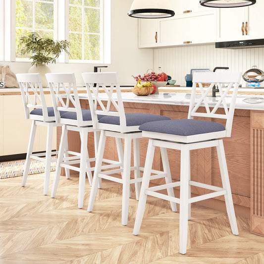 Swivel Bar Stools Set of 4 Counter Height Barstools with Backrest Upholstered Seat Cushion-29 Inches Bar Stools Options at Gallery Canada