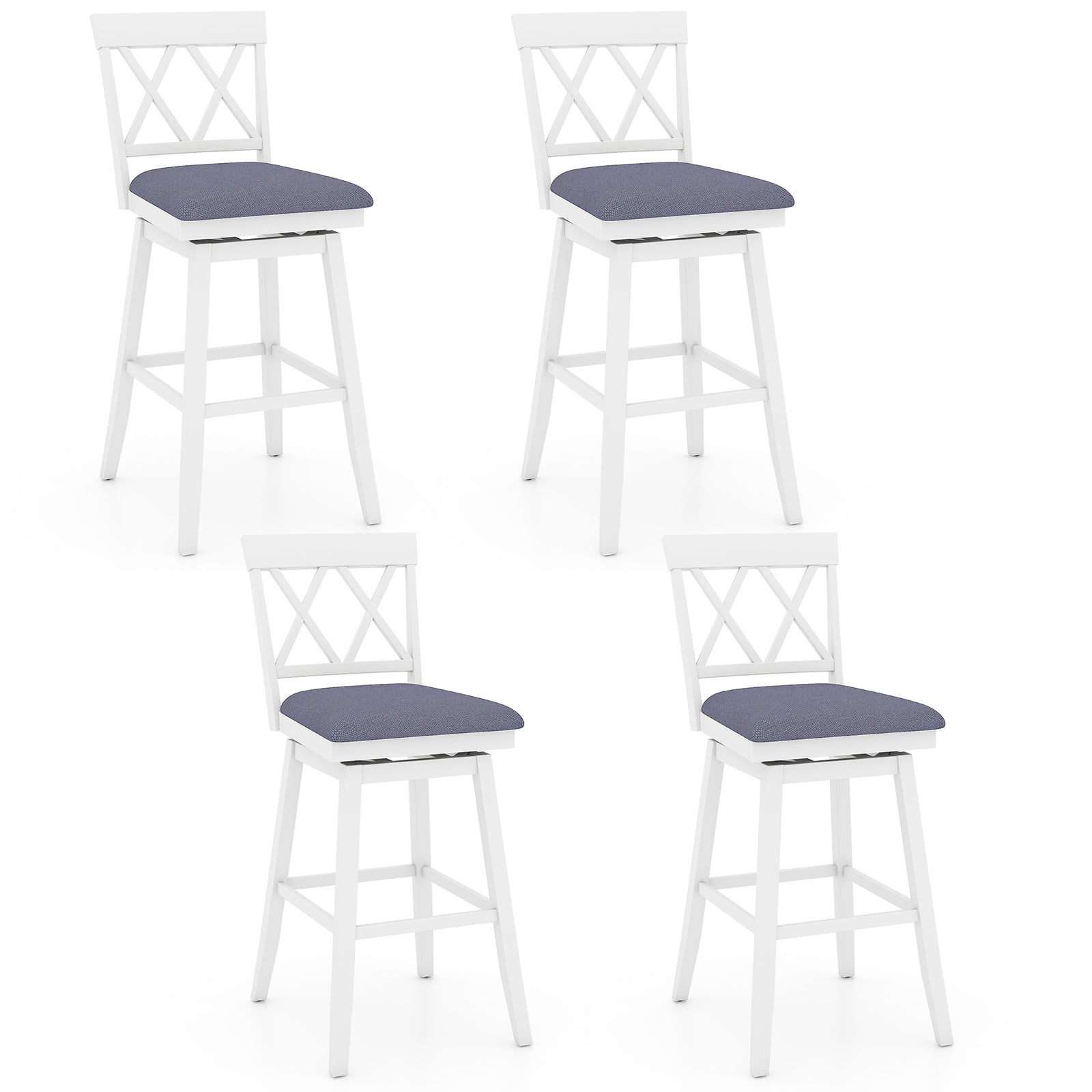 Swivel Bar Stools Set of 4 Counter Height Barstools with Backrest Upholstered Seat Cushion-29 Inches Bar Stools Options at Gallery Canada