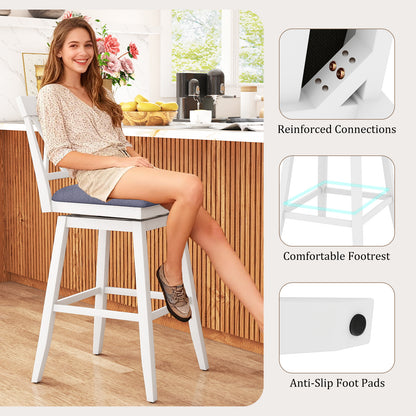 Swivel Bar Stools Set of 4 Counter Height Barstools with Backrest Upholstered Seat Cushion-29 Inches Bar Stools at Gallery Canada