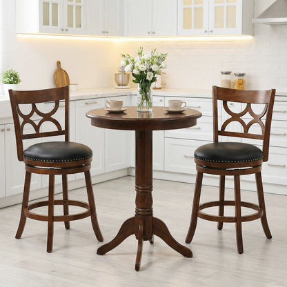 Swivel Bar Stools Set of 2 with High Backrest and Wood Frame-24 Inches, Espresso Bar Stools at Gallery Canada