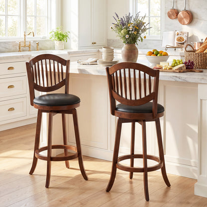 Swivel Bar Stools Set of 2 with Backrest and Wood Frame-30 Inches, Espresso Bar Stools at Gallery Canada