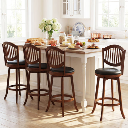 Swivel Bar Stools Set of 2 with Backrest and Wood Frame-30 Inches, Espresso Bar Stools at Gallery Canada