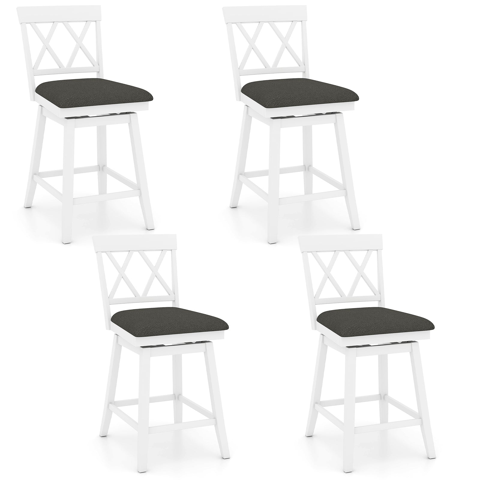 Swivel Bar Stools Set of 4 Counter Height Barstools with Backrest Upholstered Seat Cushion-24 inches Bar Stools Options at Gallery Canada