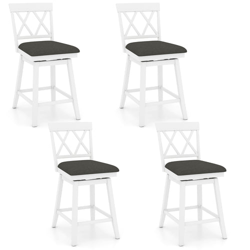 Swivel Bar Stools Set of 4 Counter Height Barstools with Backrest Upholstered Seat Cushion-24 inches