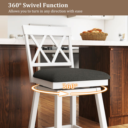 Swivel Bar Stools Set of 4 Counter Height Barstools with Backrest Upholstered Seat Cushion-24 inches Bar Stools at Gallery Canada