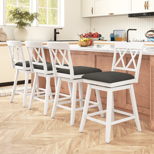 Swivel Bar Stools Set of 4 Counter Height Barstools with Backrest Upholstered Seat Cushion-24 inches Bar Stools Options at Gallery Canada