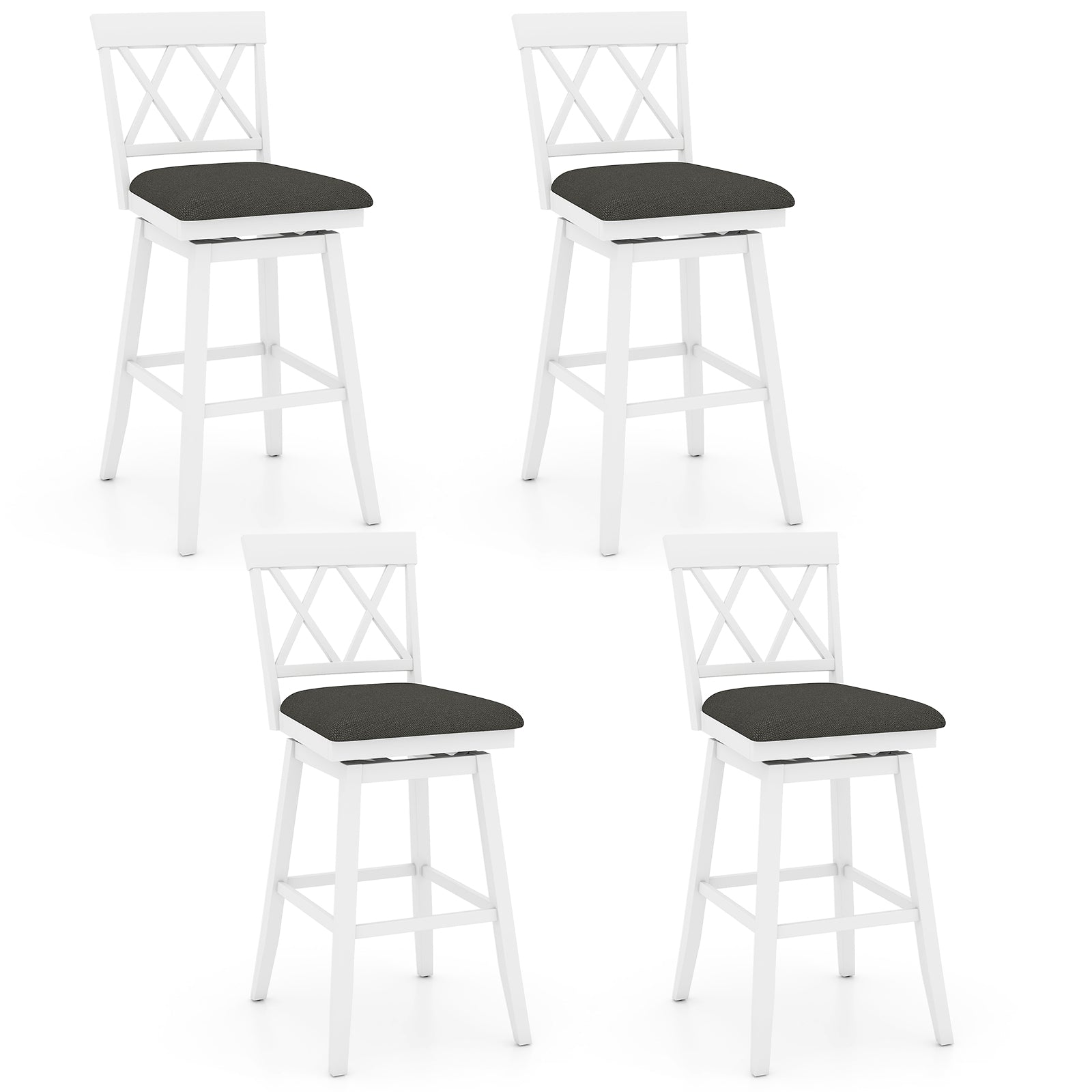 Swivel Bar Stools Set of 4 Counter Height Barstools with Backrest Upholstered Seat Cushion-29 Inches Bar Stools at Gallery Canada