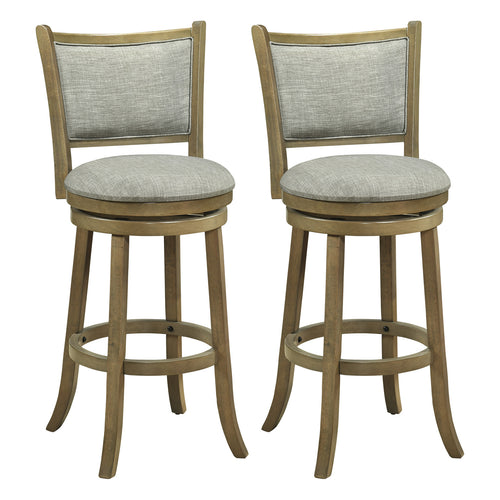 Swivel Bar Stools, Set of 2, Soft-Padded Back and Seat, Gray