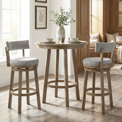 Swivel Bar Stools Set Of 2, 31.5 Inches, Linen Fabric Upholstered, Gray Bar Stools at Gallery Canada
