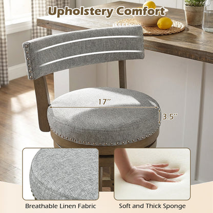 Swivel Bar Stools Set Of 2, 31.5 Inches, Linen Fabric Upholstered, Gray Bar Stools at Gallery Canada