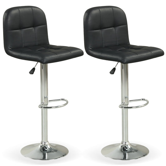 Swivel Bar Stools Set Of 2, With Footrests And Metal Base, Black Bar Stools Black at Gallery Canada