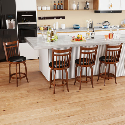Swivel Bar Stools Set Of 2, 24 Inches, Faux Leather Upholstered, Black Bar Stools at Gallery Canada